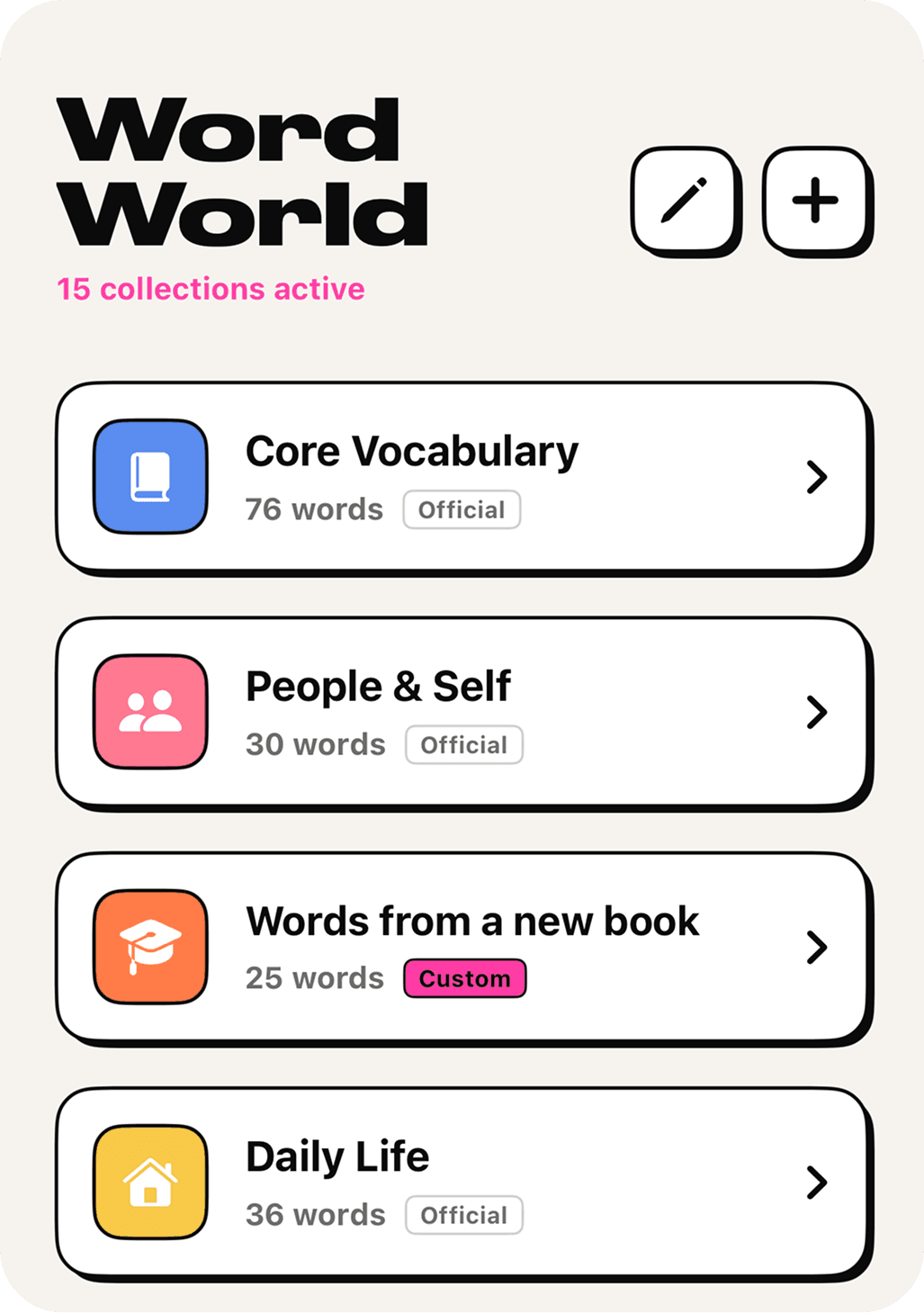 Word World deck collections in Vocaland
