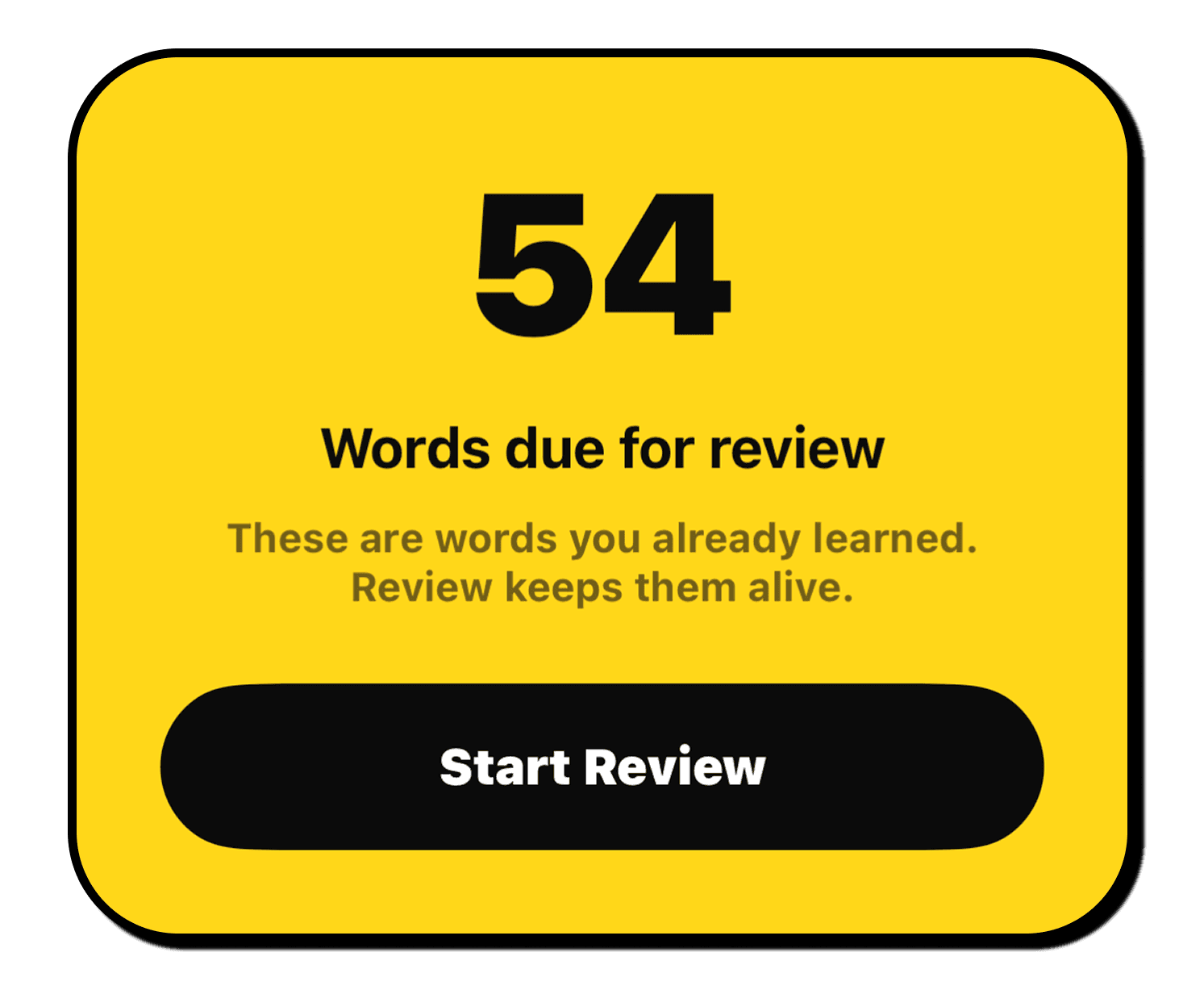 Words due for review in Vocaland