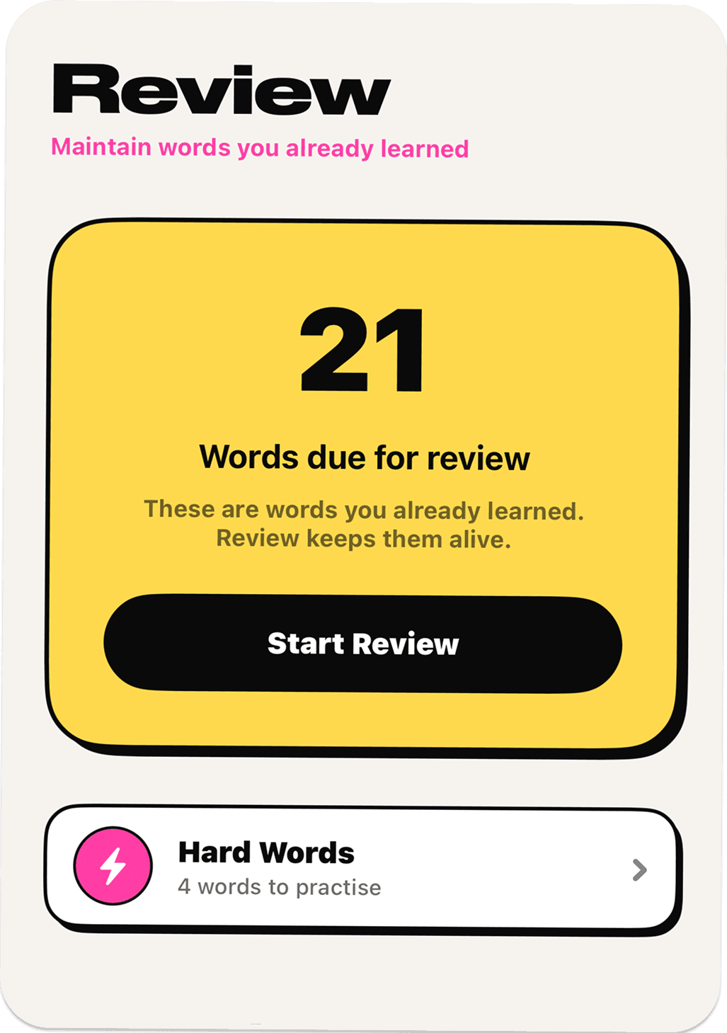 Daily review session in Vocaland